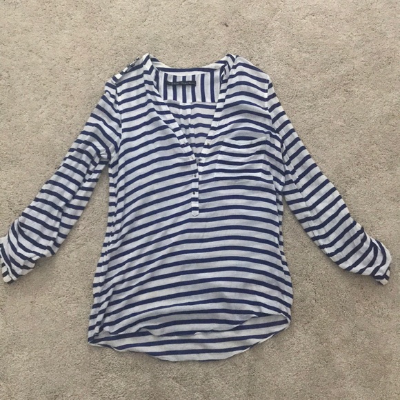 Zara Tops - Zara Basic Blue and White Striped Shirt